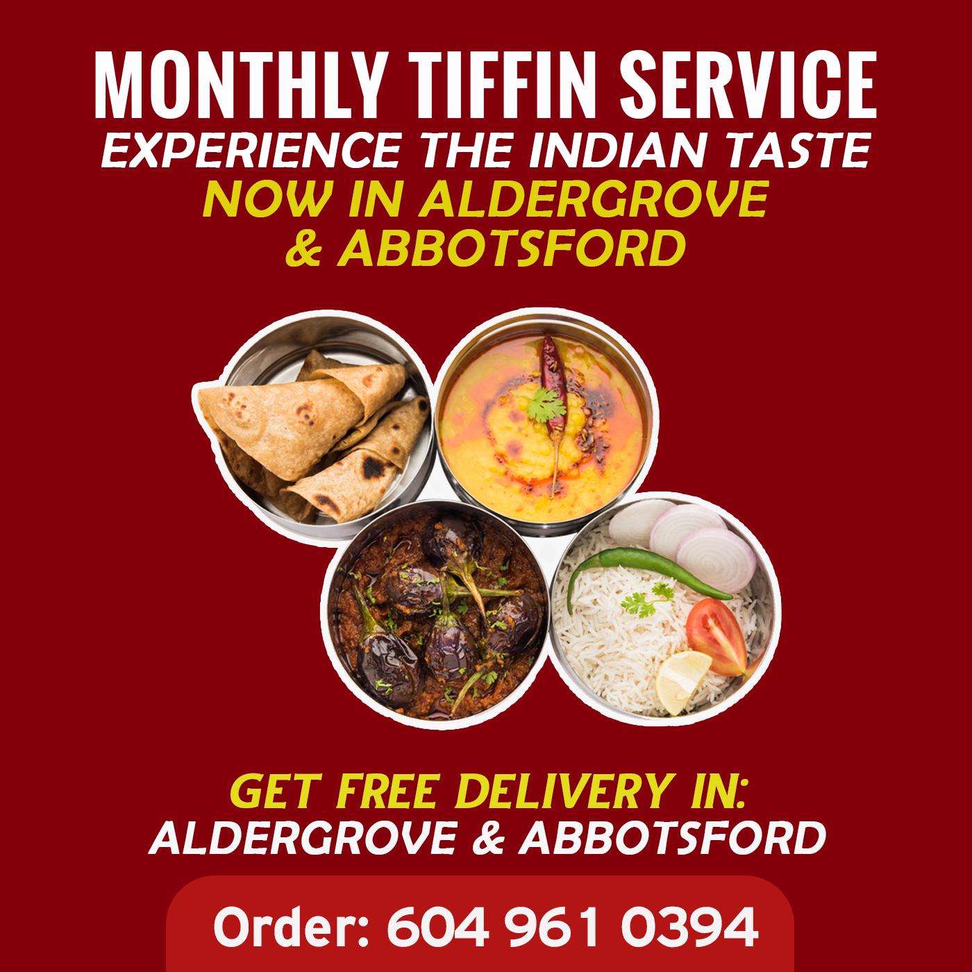 Healthy & Tasty Indian Tiffin Services In Abbotsford, Aldergrove BC