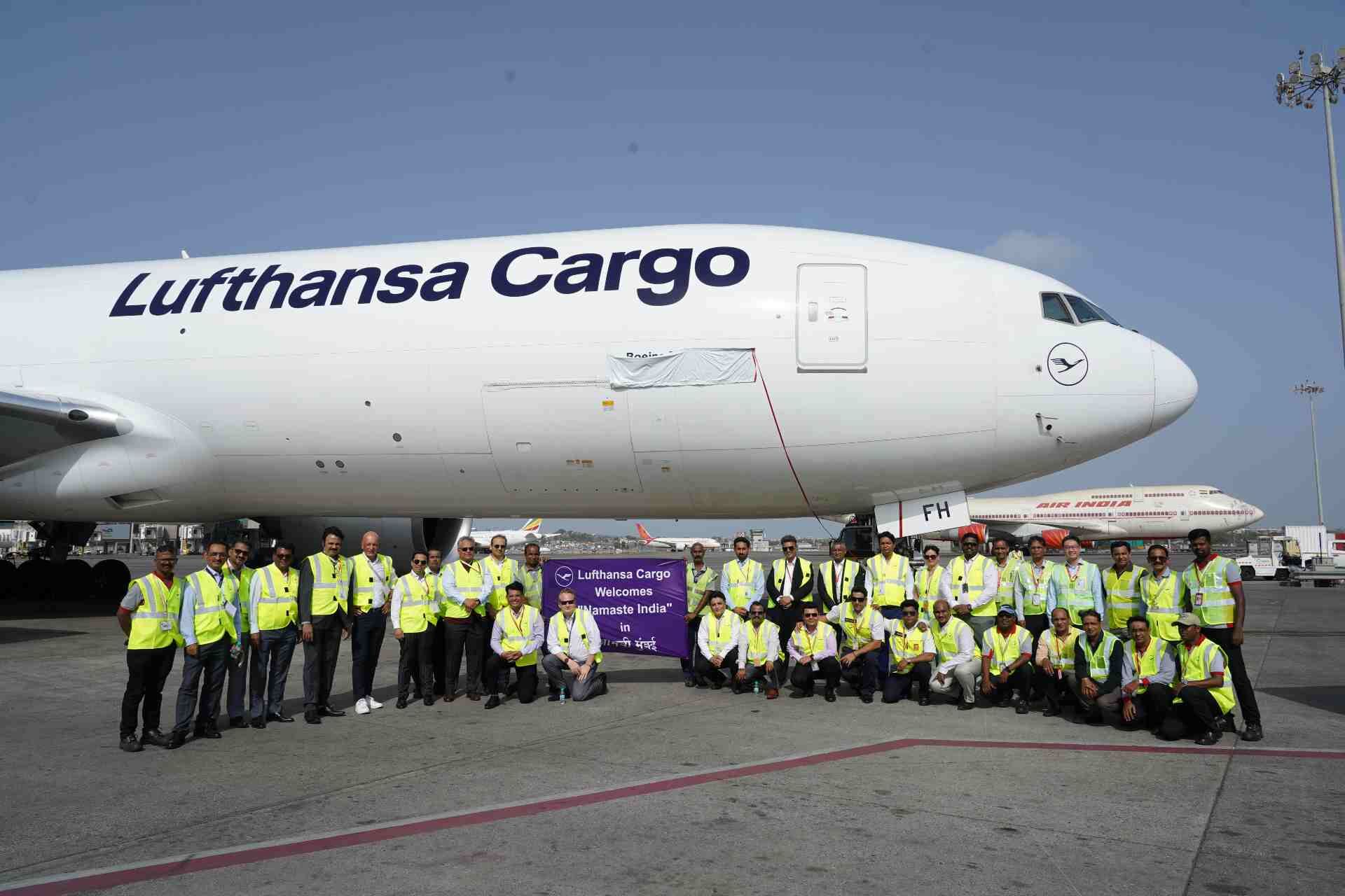 Lufthansa Cargo B777F freighter 'Namaste India' touches down in Mumbai