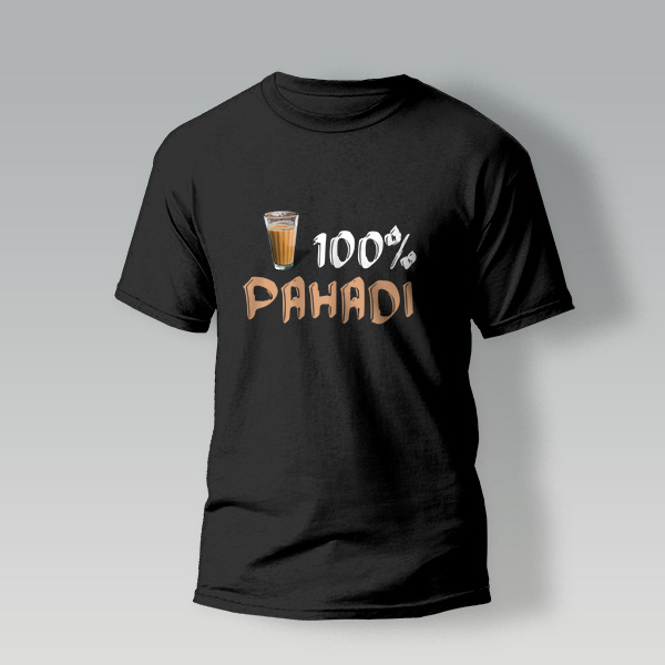 Pahad Aur Chai T-Shirt - Black - Chitrkala