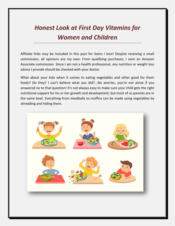 PPT - Review of Children's and Women's First Day Vitamins PowerPoint Presentation - ID:11670213