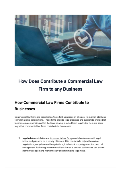 How Does Contribute a Commercial Law Firm to any Business