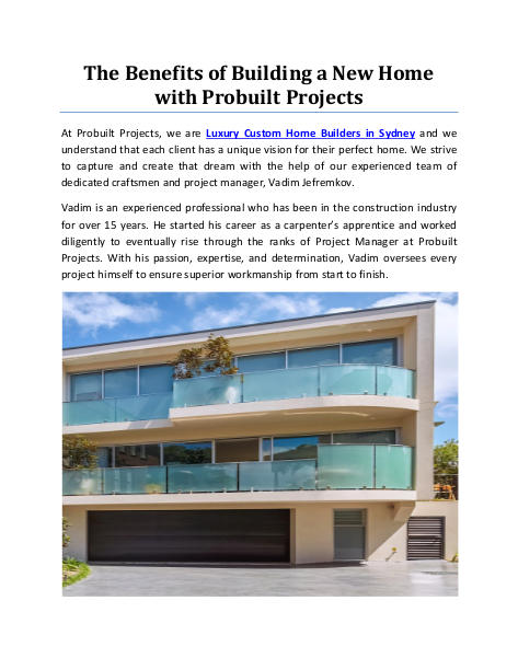 The Benefits of Building a New Home with Probuilt Projects