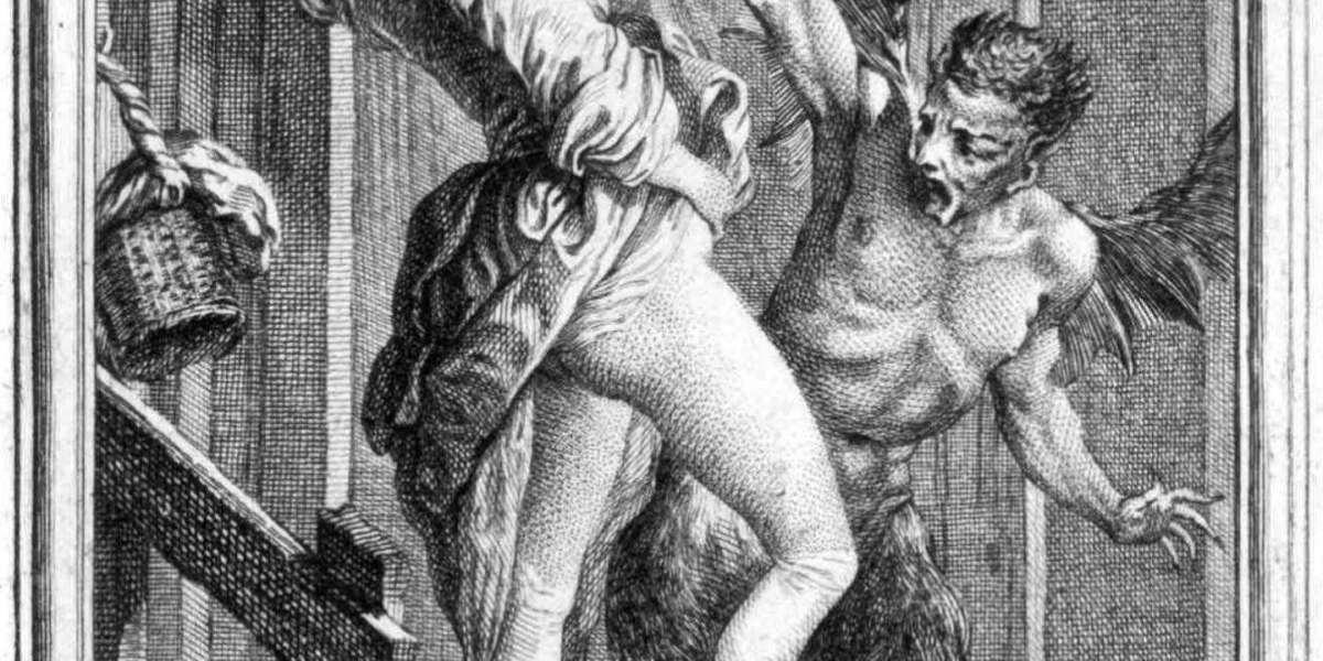 This is a 1762 illustration of a woman warding off the devil with her genitalia.