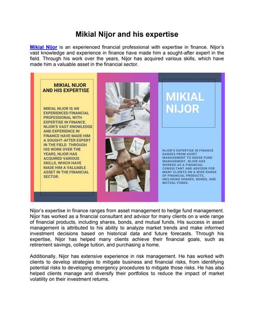 Mikial Nijor| Maximizing Your Investments with the Advice of Financia…