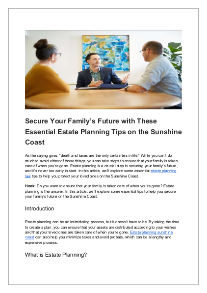 Secure Your Family’s Future with These Essential Estate Planning Tips on the Sunshine Coast