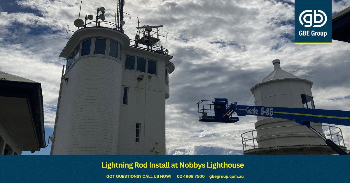 Lightning Rod install at Nobbys Lighthouse