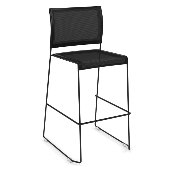 Armless Mesh Stacking Cafe Stool | Sled Base Painted Steel Frame