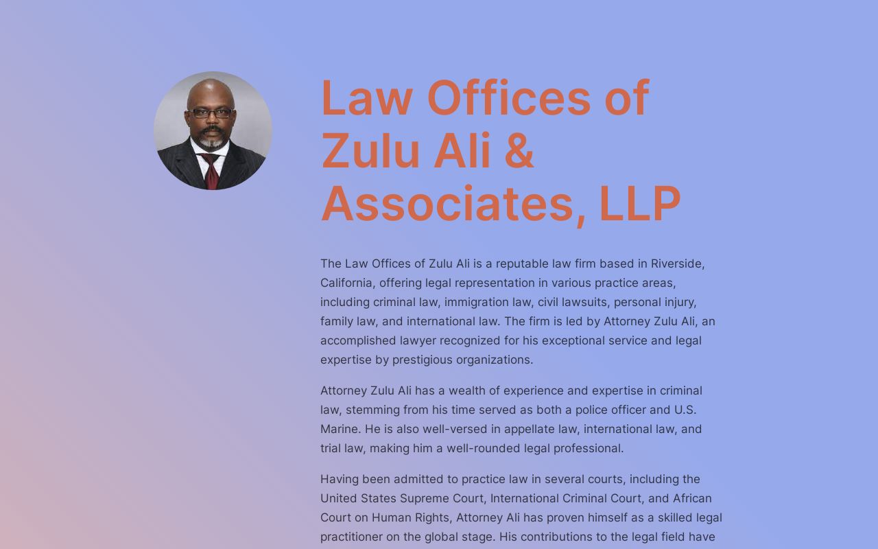 Law Office of Zulu Ali & Associates, LLP- The Largest Law Firm in the United States