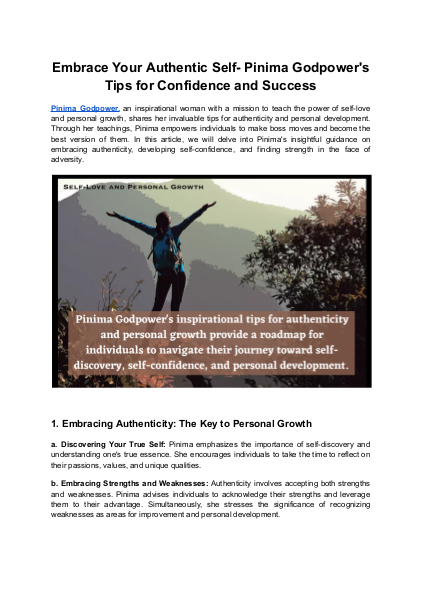 Embrace Your Authentic Self- Pinima Godpower's Tips for Confidence and Success