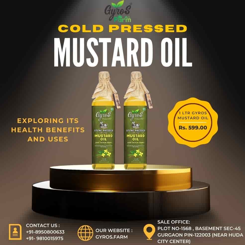 Organic Cold-Pressed Mustard Oil: Health Benefits & Uses  – Gyros Farm