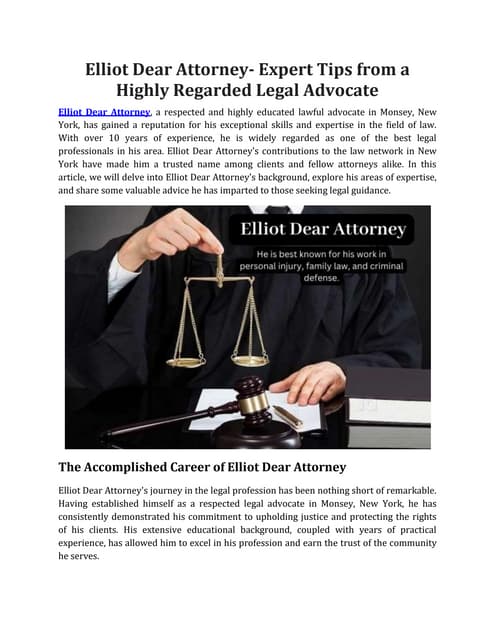 Elliot Dear Attorney- Expert Tips from a Highly Regarded Legal Advocate.docx