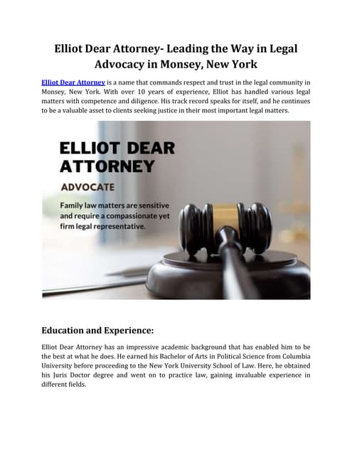 Elliot Dear Attorney- Leading the Way in Legal Advocacy in Monsey, New York.docx