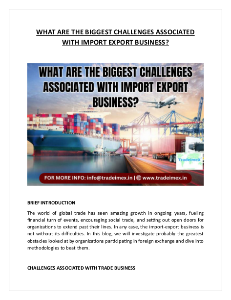 BIGGEST CHALLENGES IMPORT EXPORT BUSINESS