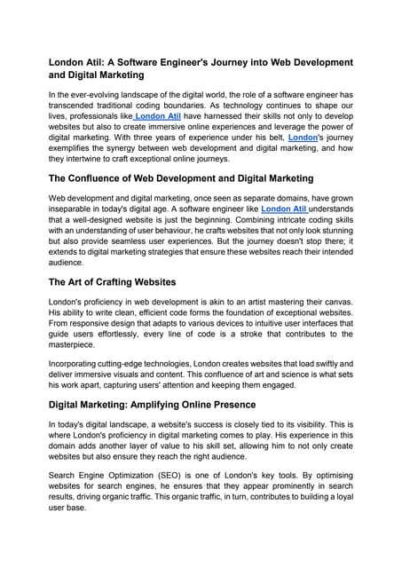 How London Atil Integrates Web Dev and Digital Marketing | PDF