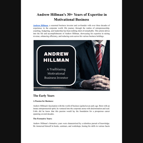 Andrew Hillman's 30+ Years of Expertise in Motivational Business