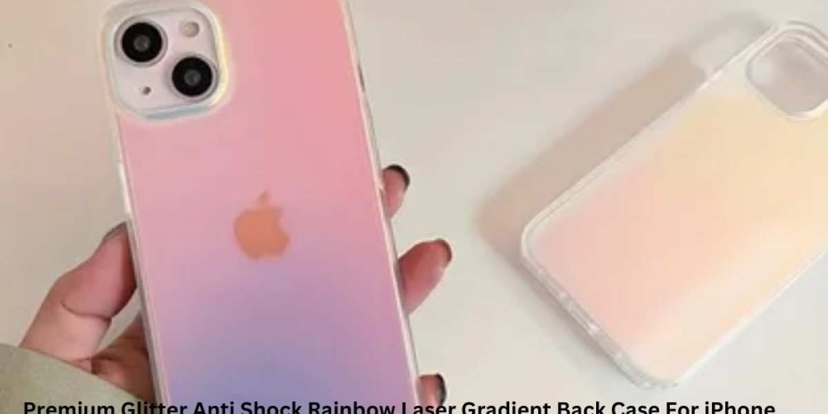 Premium Glitter Anti Shock Rainbow Laser Gradient Back Case For iPhone