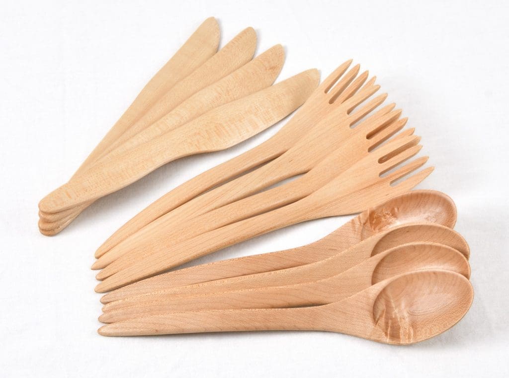 Buy 4 Sets of Maple Wood Cutlery | JUstenbois