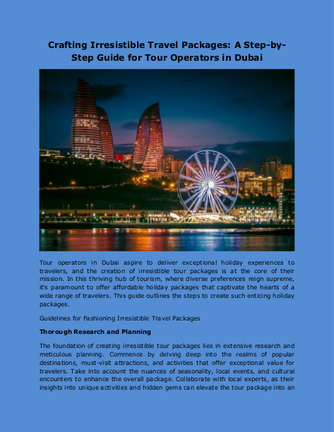 Crafting Irresistible Travel Packages - A Step-by-Step Guide for Tour Operators in Dubai