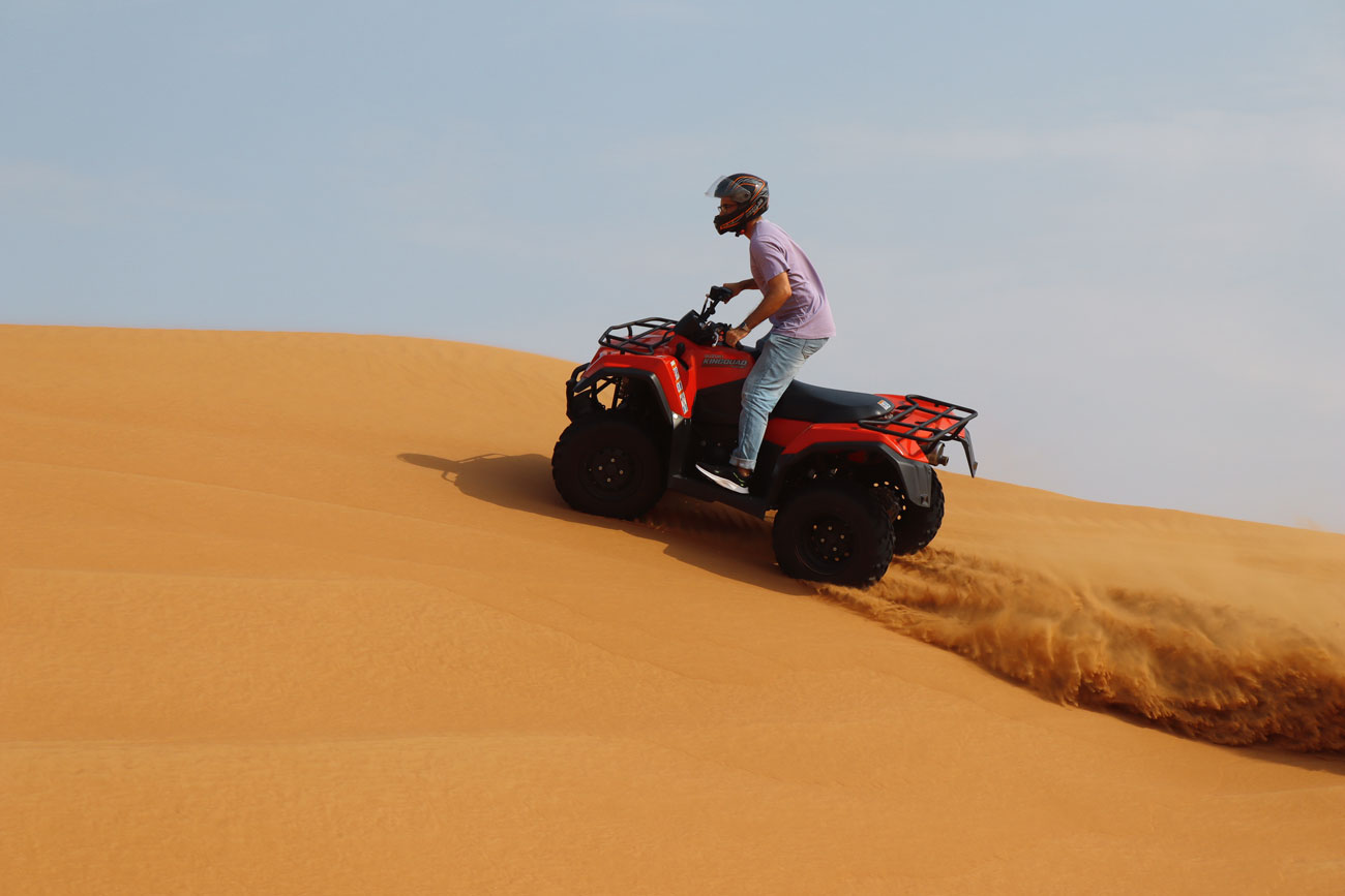 Desert Safari Dubai with Quad Bike 60mins Open Desert Red Dunes Safari  and BBQ Desert Camp Dinner