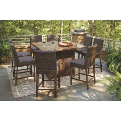 Ashley Furniture Paradise Trail 9 Pc. Fire Pit Table, 8 Barstools Profile Picture