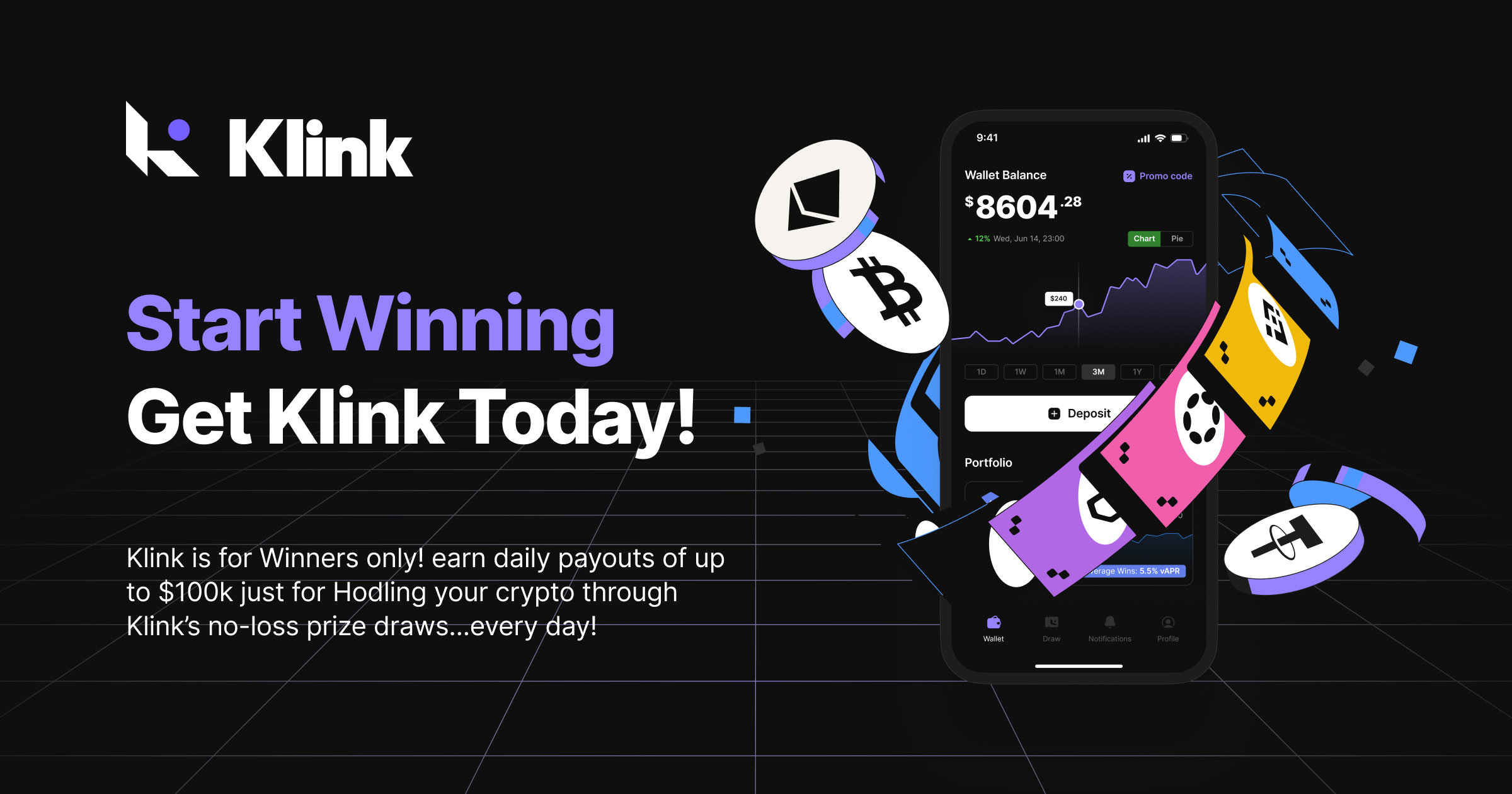Earn Free Crypto Rewards Online | Free Bitcoin, Ethereum Rewards Online | Free Online Daily Lottery Game| Klink