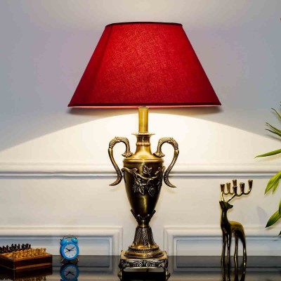Monteverde Brass Table Lamp With Maroon Cotton Shade Profile Picture