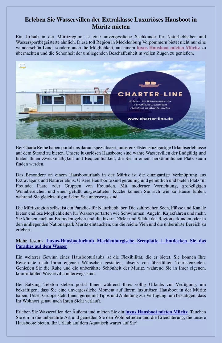 PPT - Luxus auf Wellen Ihr perfektes Hausboot in Müritz mieten PowerPoint Presentation - ID:12871609