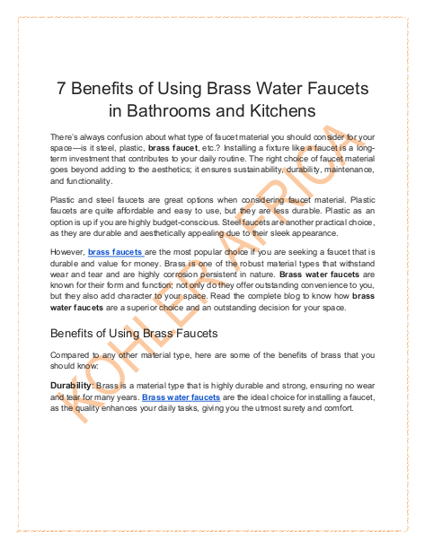 7 Benefits of Brass Faucets for Bathrooms and Kitchens - Kohler Africa