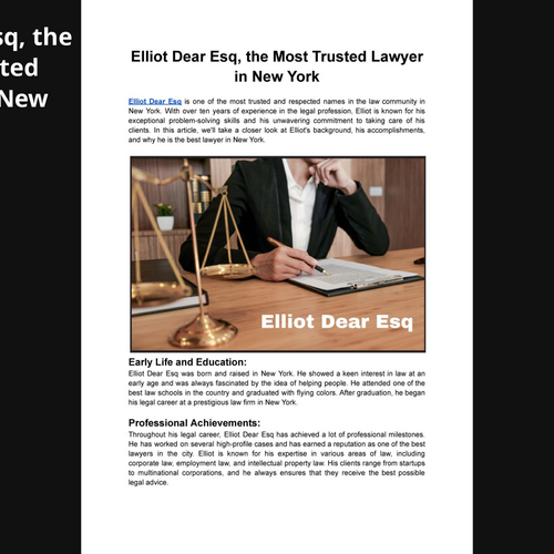 Elliot Dear Esq, the Most Trusted Lawyer in New York