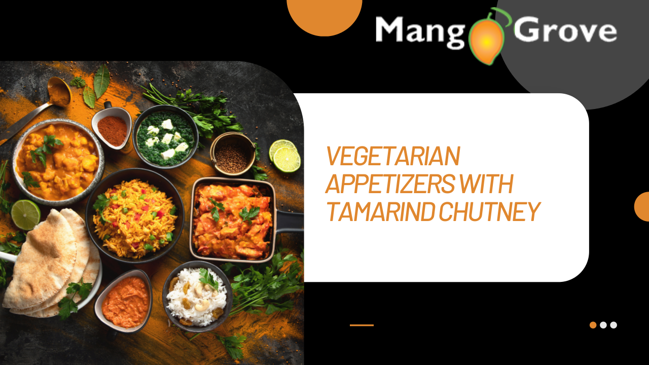 Taste vegetarian appetizers with tamarind chutney