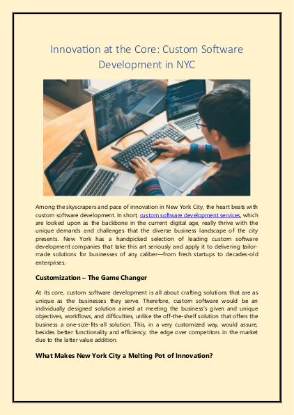 Innovation at the Core - Custom Software Development in NYC
