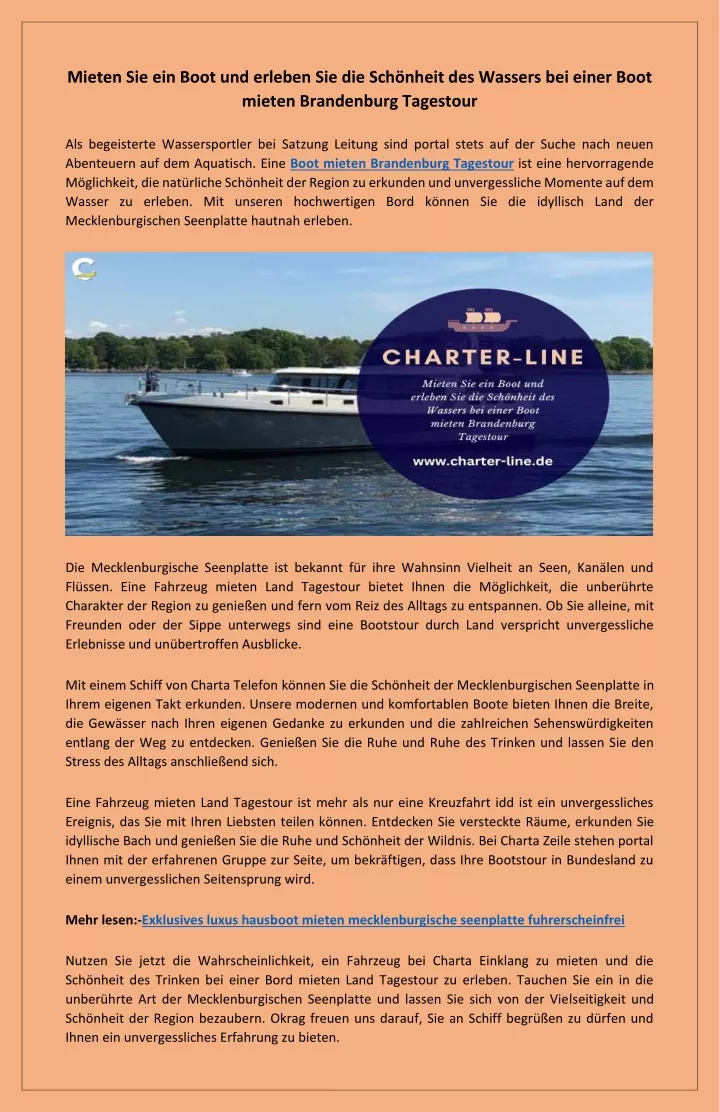 PPT - Entdecken Sie die Natur mit einem gemieteten Boot für eine Boot mieten Brandenbu PowerPoint Presentation - ID:12984542