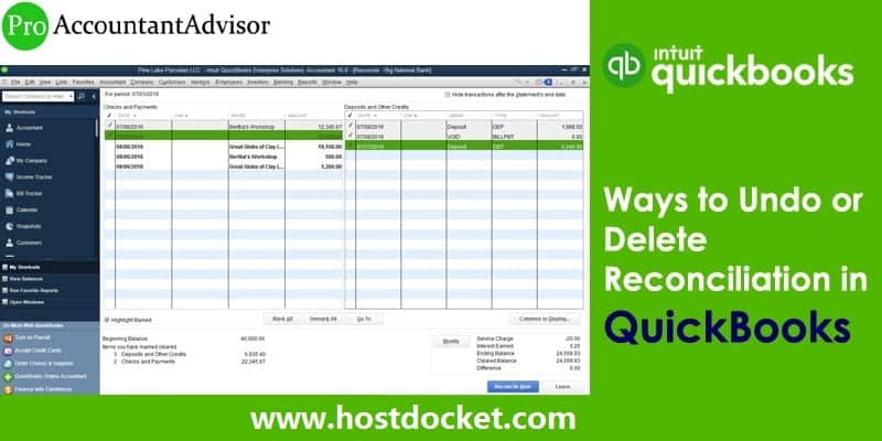 How to undo a reconciliation in QuickBooks online?