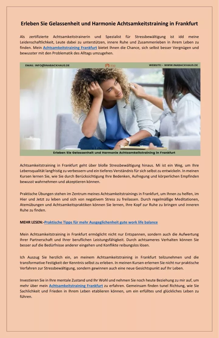 PPT - Gonnen Sie sich Achtsamkeitstraining Frankfurt fur mehr Gelassenheit PowerPoint Presentation - ID:12997110