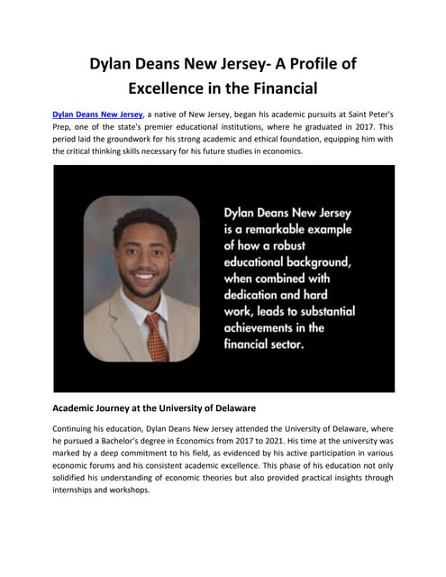 Dylan Deans New Jersey- A Profile of Excellence in the Financial.docx