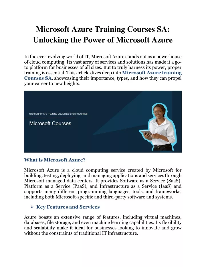 PPT - Microsoft Azure Training Courses SA Unlocking the Power of Microsoft Azure PowerPoint Presentation - ID:13239125