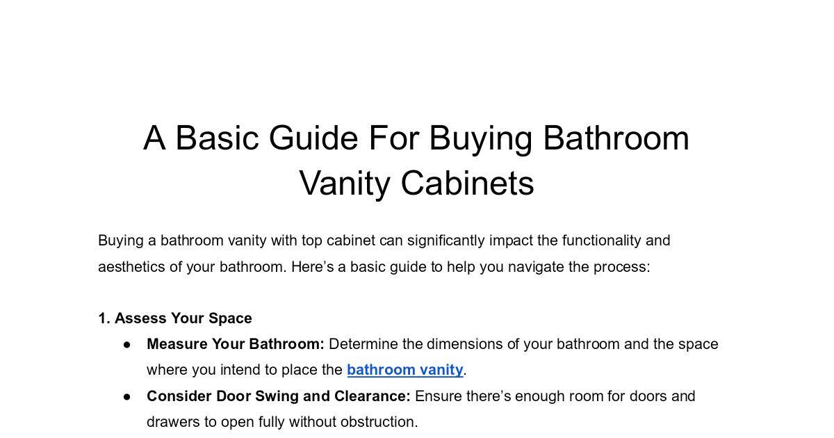 A Basic Guide For Buying Bathroom Vanity Cabinets