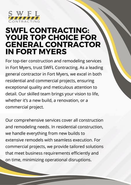 SWFL Contracting: Leading General Contractor in Fort Myers | PDF
