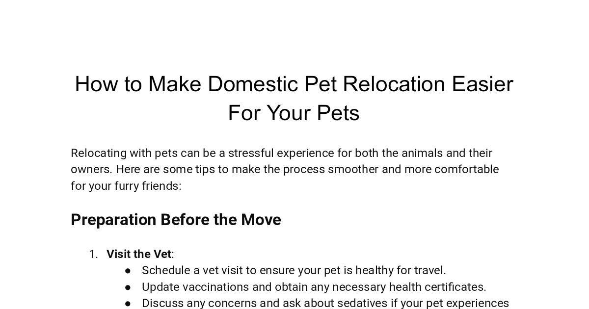 How to Make Domestic Pet Relocation Easier For Your Pets