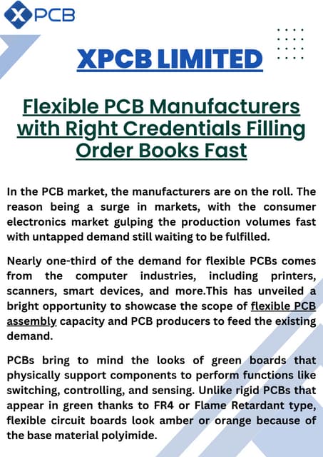 Flexible PCB Manufacturers with Right Credentials Filling Order Books Fast | PDF
