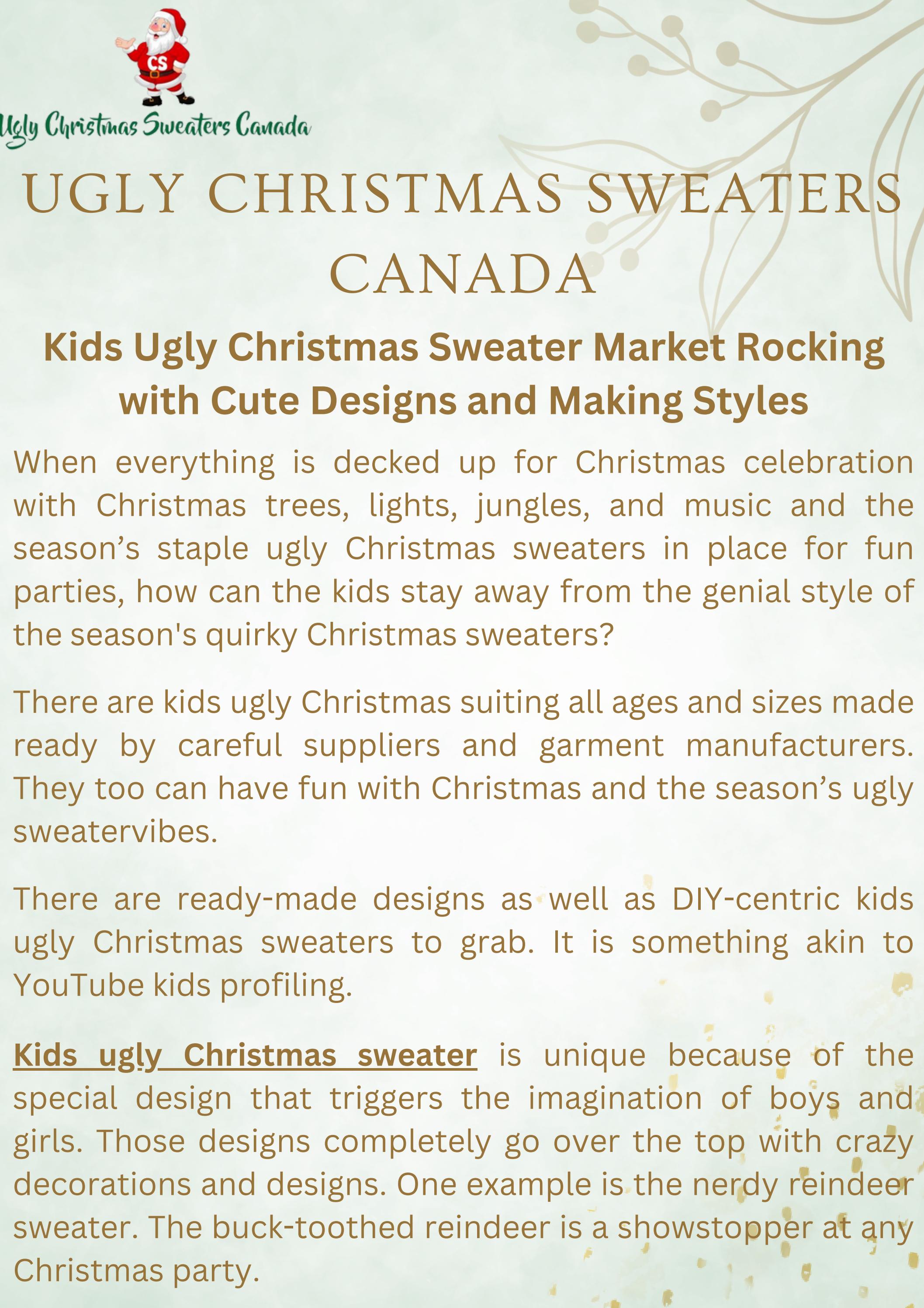 Kids Ugly Christmas Sweater Market Rocking with Cute Designs and Making Styles
