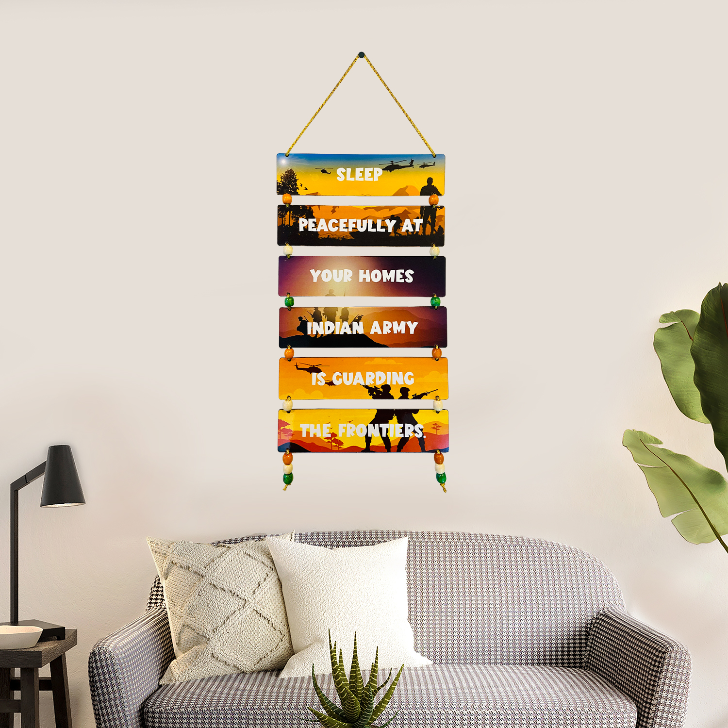 BookYourGift | Sleep Peacefully At your Homes Indian Army Is Guarding the Frontiers Wooden Wall Hanging