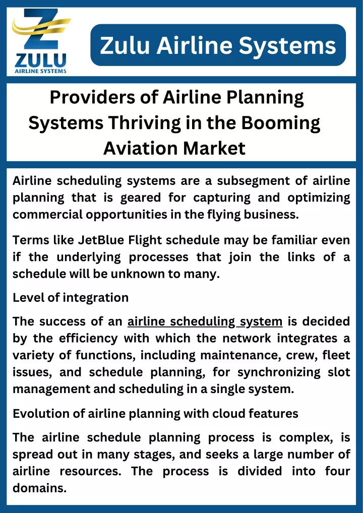 PPT - Providers of Airline Planning Systems Thriving in the Booming Aviation Market PowerPoint Presentation - ID:13401793