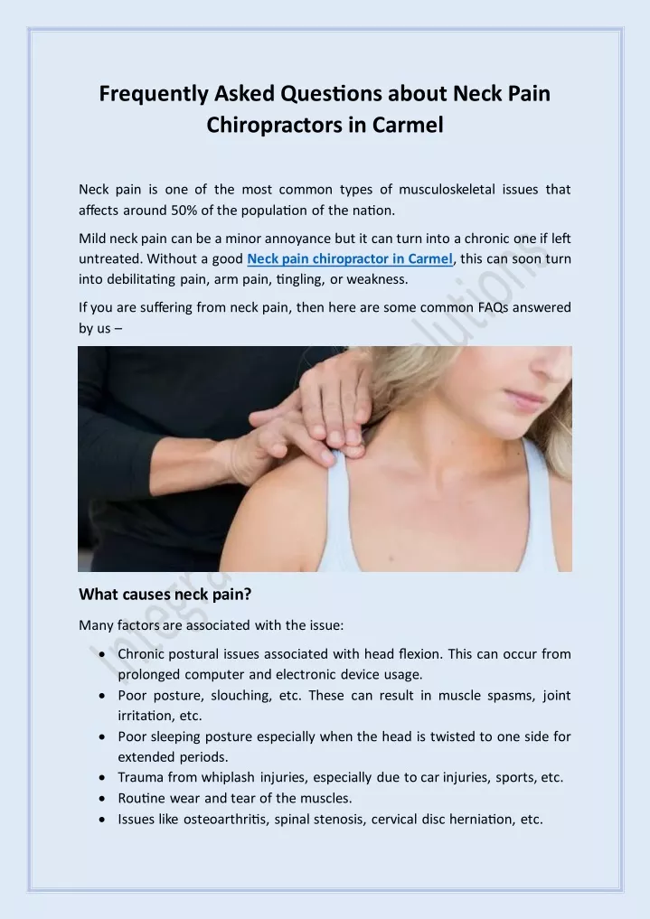 PPT - Frequently Asked Questions about Neck Pain Chiropractors in Carmel PowerPoint Presentation - ID:13383455