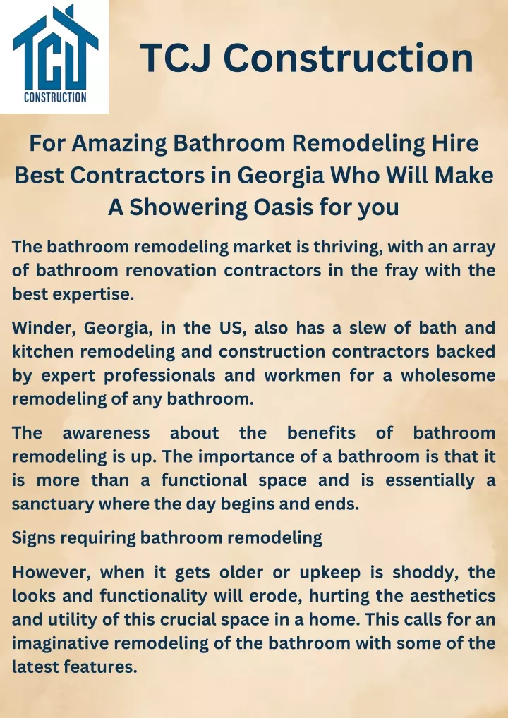 PPT - For Amazing Bathroom Remodeling Hire Best Contractors in Georgia PowerPoint Presentation