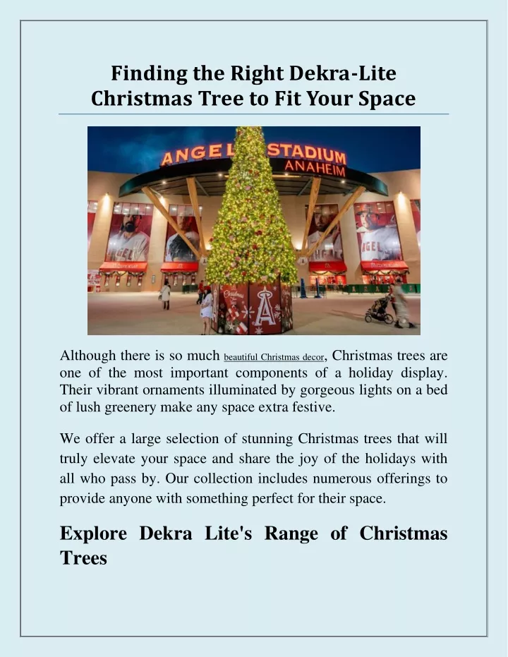 PPT - Finding the Right Dekra-Lite Christmas Tree to Fit Your Space PowerPoint Presentation - ID:13503821
