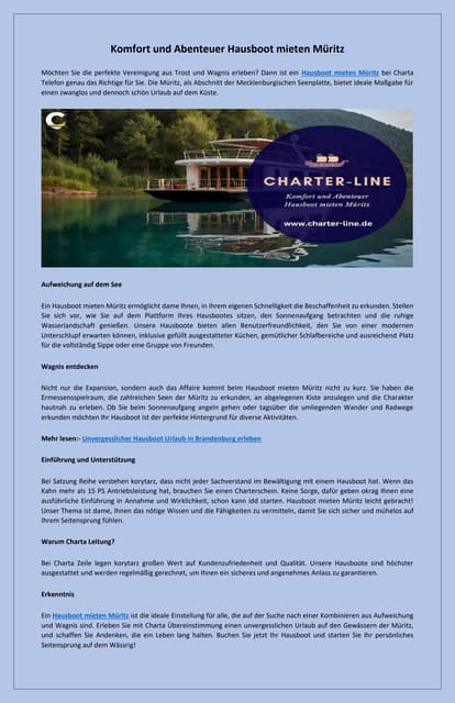 Perfekter Urlaub Hausboot mieten Müritzz | PDF