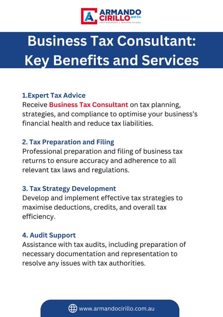 Business Tax Consultant Key Benefits and Services | PDF