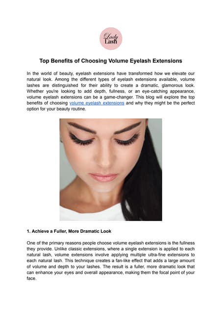 Volume Eyelash Extensions at Lady Lash – Perfectly Voluminous Lashes | PDF