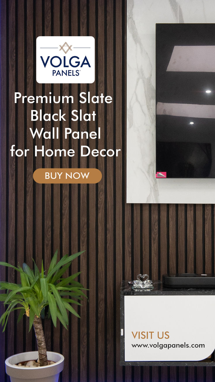 Premium Slate Black Slat Wall Panel for Home Decor